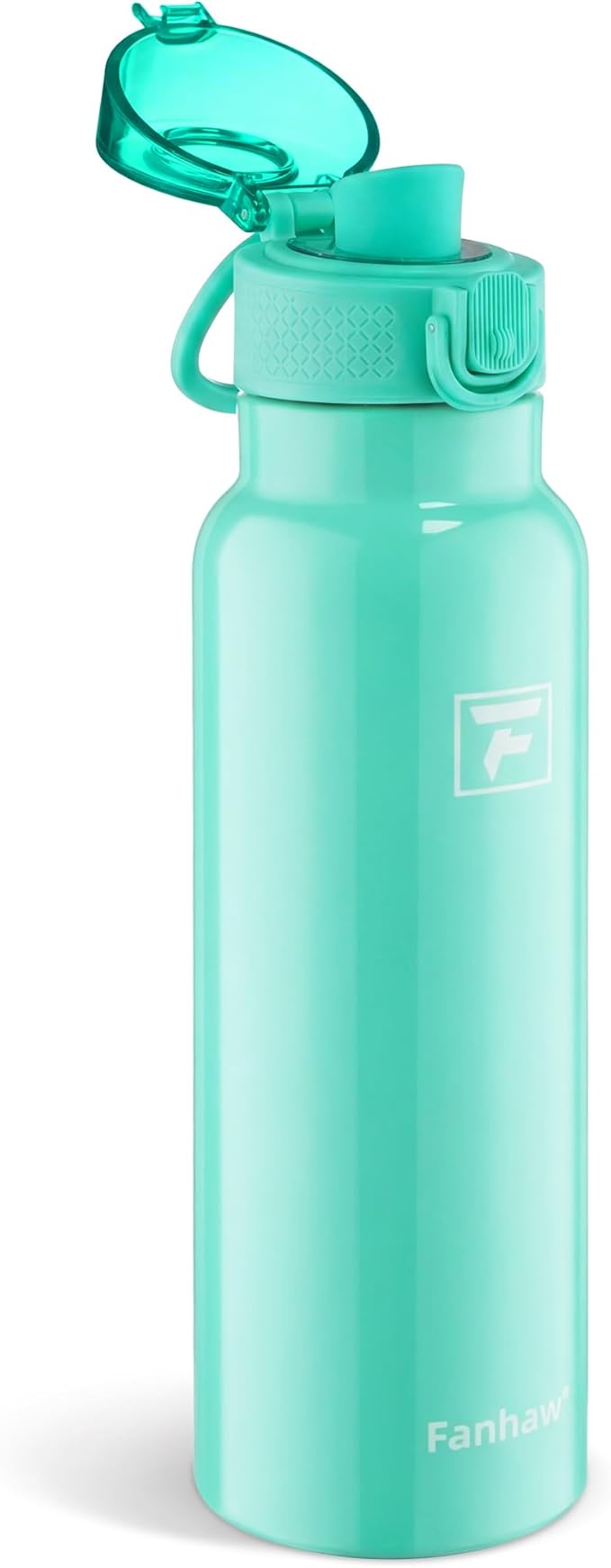 Fanhaw Daylite Series 24 oz Stainless Steel Insulated Water Bottle with Silicone Spout Lid, Double-Wall Vacuum Leakproof Metal Bottle, Anniversary Birthday Gift for Kids, Women & Men (Bianchi Green)