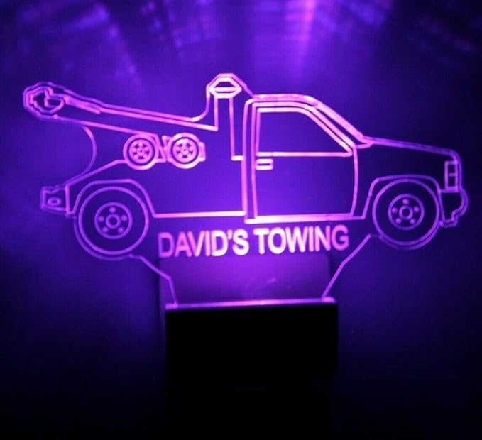 Night Light Multi Color Personalized LED Plug-in, Ultra-Slim Touch Night Light Smart Dusk to Dawn Sensor, Kids Children's Bedroom Kitchen Bathroom Hallway Play Room Variations (Tow Truck)