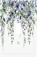 Light Switch Cover Plate Blue Purple Eucalyptus Leaves Boho Botanical 1 Gang Single Toggle Decorative Switch Plates Wall Plates Electrical Faceplate Socket Covers for Bathroom Home Decor