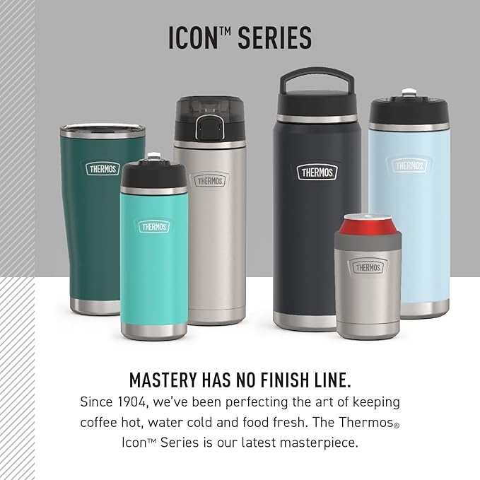 THERMOS ICON SERIES, Insulated Water Bottle with Straw Lid - 18 Ounce, Lime - Stainless Steel Vacuum Insulated Water Bottle with Straw Lid