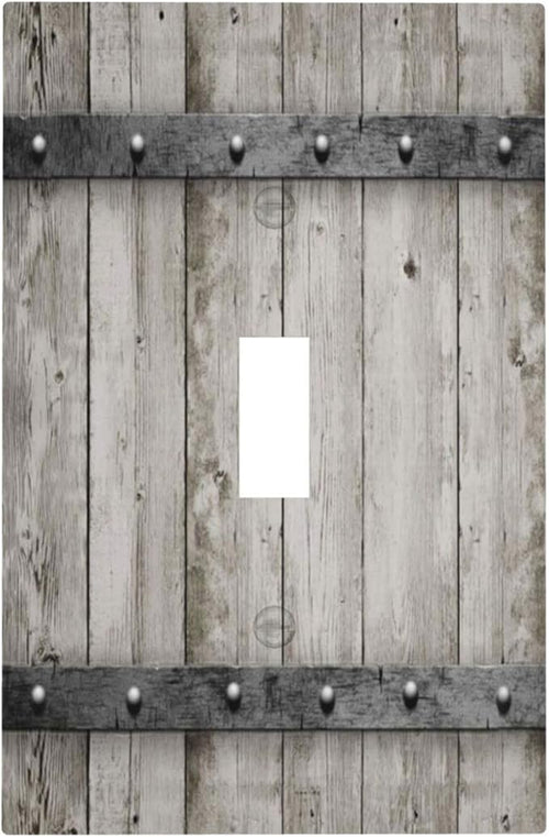 1 Gang Rustic Barn Door Light Switch Cover Single Toggle Wall Plates Switchplate Covers Vintage Farmhouse Country Decorative Plastic Faceplate for Kitchen Living Room Accessories Decor