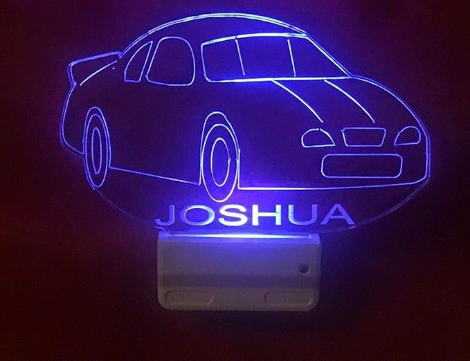 MIRROR MANIA Night Light Multi Color Personalized LED Plug-in, Ultra-Slim Touch Night Light Smart Dusk to Dawn Sensor, Kids Children's Bedroom Kitchen Bathroom Hallway Play Room Variations (Car)