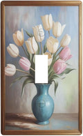 Decorative Art Light Switch Covers Tulips In Vase Single Toggle Wall Plate Decorative Switchcover Electrical Switchplate for Home Decor
