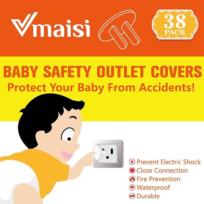 Vmaisi 38 Pack Outlet Covers ChildProof Plug Protector - Baby Proofing Electrical Safety Outlet Plugs