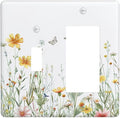 Outlet Covers Rustic Colorful Floral Butterfly Watercolor Flowers 2 Gang Combo Light Switch Cover Plate Toggle Rocker Wallplates Decorative Switch Plates and Outlet Covers for Bathroom Bedroom