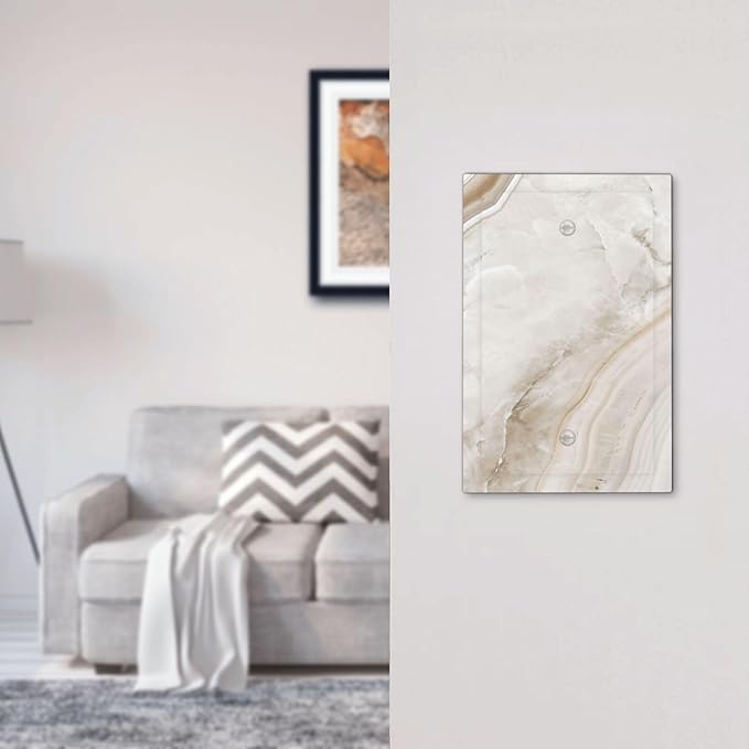 Light Switch Cover Plate Beige Marble Pattern 1 Gang No Device Blank Electrical Wall Plates Faceplate Decorative Switch Plate for living Room Bedroom Decor