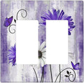 Decorative Outlet Covers Rustic Purple Daisy Butterfly Boho White Floral 2 Gang Wall Plate Cover Double Rocker Decora Light Switch Covers Plate Jumbo Dual Electrical GFCI Switch Plate Cover