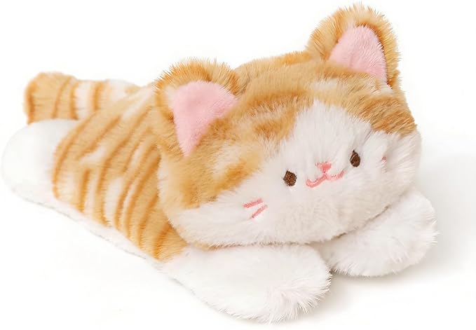 PEACH CAT Striped Cat Stuffed Animal Cute Kitten Plushies Small Plush Toys Gifts for Kids Brown