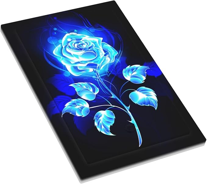 Blue Golden Rose Flower 1 Gang No Device Wall Plate Decorative Blank Light Switch Cover Switchplate Electrical Faceplate for Bathroom Home Bedroom Art Decor