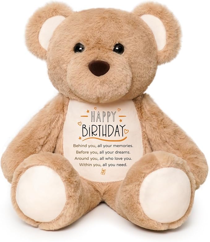15" Birthday Teddy Bear with Inspirational Message – Soft Plush Keepsake for 18th, 21st Birthday Gifts for Daughter, Son, Friends & Grandkids