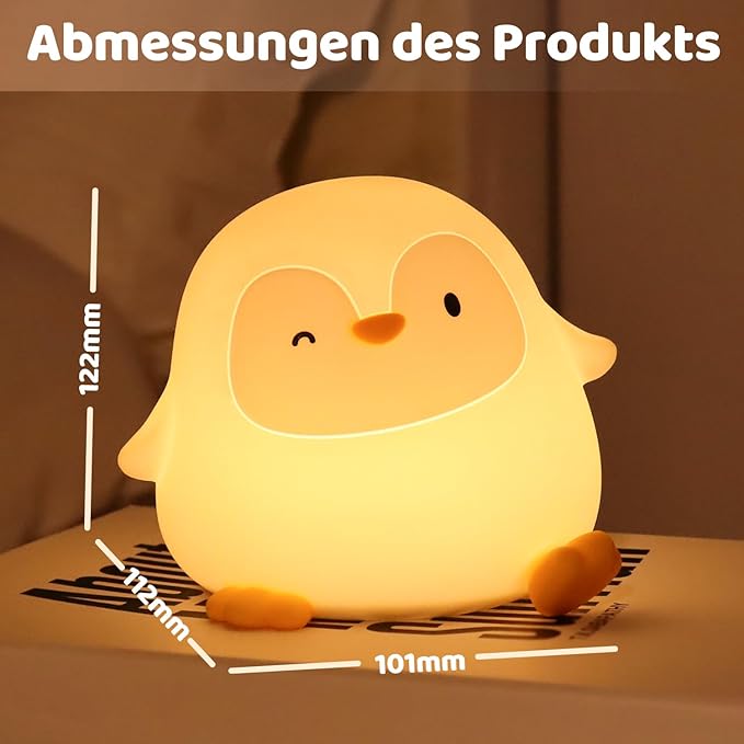 Rytinazzz Penguin Silicone Night Light, Tap Control Dimmable Soft Nightlight with 30-Min Timer, 50H/12H Long Battery Life, Portable Bedroom Lamp for Baby Kids Toddler Girls, Gift for Mothers Day