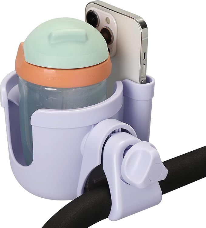 Accmor Stroller Cup Holder with Phone Holder, Bike Cup Holder, Universal Cup Holder for Uppababy Nuna Doona Strollers, 2-in-1 Cup Phone Holder for Stroller Bike Accessory