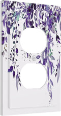 Decorative Outlet Covers Purple Eucalyptus Boho Olive Leaves Country 1 Gang Wall Plate Cover Receptacle Duplex Light Switch Cover Plate Single Dual Plug Covers Electrical Switchplate