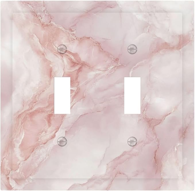 Light Switch Cover Plate Pinkish-White Marble Abstract Luxury Elegant 2 Gang Double Switch Plate Covers Toggle Wallplate Decorative Outlet Covers Electrical Switchplate for Bathroom Home