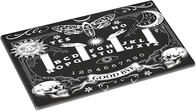 Black Witchy Skeleton Skull Gothic Sun Moon Light Switch Covers Quad Toggle Electrical Faceplate 4 Gang Wall Plate Decorative Switch Plates Cover for Bedroom Living Room Decor