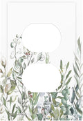 Wildflower Garden Rustic Green Leaf Floral Outlet Covers 1 Gang Duplex Light Switch Cover Decorative Switch Plates Electrical Receptacle Faceplate Wall Plate for Bed Room Living Room Decor