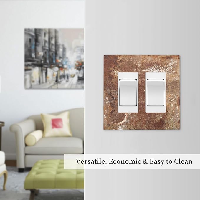 Decorative Outlet Covers Shabby Old Aged Rusty Antique Brass Metal 2 Gang Double Gfci Rocker Electrical Wall Panels Light Switch Cover Plate For Farmhouse Cabin Decor