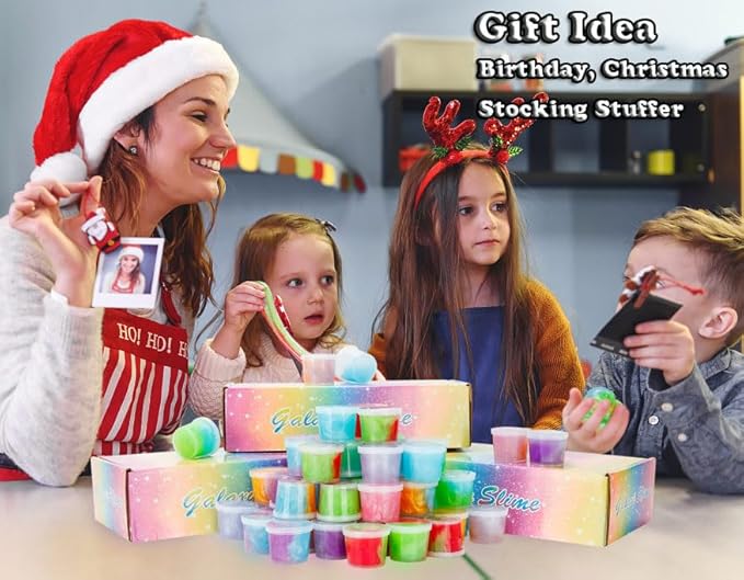 Slime Party Favors, 36 Pack Galaxy Slime Pack, Pretty Stretchy, Non-Sticky Slime Kit for Girls Boys Kids Christmas Stocking Stuffer, Goodie Bag Stuffer, Easter Basket Stuffers,Classroom Reward