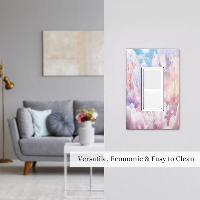 Colorful Abstract Clouds 1 Gang Light Switch Cover Single Rocker Decorative Receptacle Outlet Covers GFCI Electrical Faceplate Switchplate for Bedroom Bathroom Kitchen Art Decor