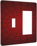Light Switch Cover Red Black Spider Web 2 Gang Toggle Rocker Combo Socket Cover Wall Plates Decorative Switch Plates and Outlet Covers for Kids Room Home Decor