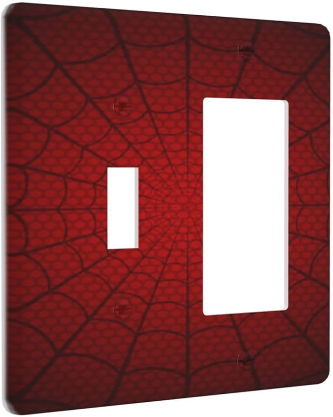 Light Switch Cover Red Black Spider Web 2 Gang Toggle Rocker Combo Socket Cover Wall Plates Decorative Switch Plates and Outlet Covers for Kids Room Home Decor