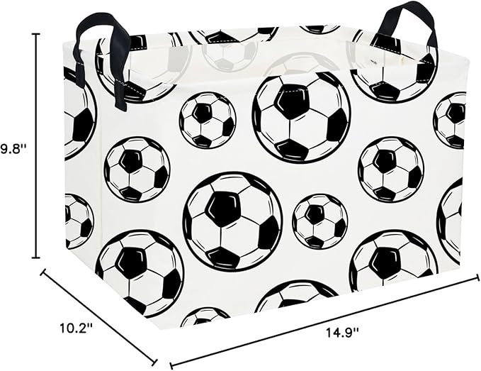 Essme Rectangular Soccer Basket Kids Storage Box,Boys Storage Bins Organizer with Handles for Room Decor, Kids Basket,Shelf Basket.(Soccers)