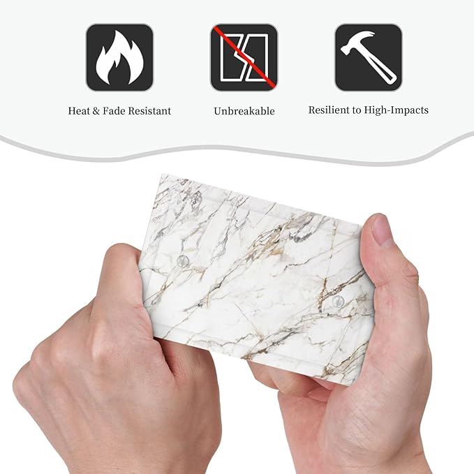 Light Switch Covers White Brown Marble Abstract Modern Luxury Decorative Switch Plates 1 Gang Blank No Device Outlet Covers Electrical WallPlates for Bathroom Kitchen Decor