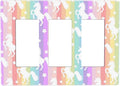 Colorful Kids Girls Rainbow Unicorn 3 Gang Triple Rocker/Decorator Light Switch Wall Plate Cover Decorative GFCI Electrical Faceplate Switchplate Dimmer