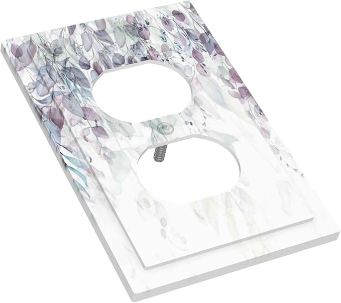 Hazy Leaves Ivy Nature Plants Eucalyptus Leave Outlet Covers 1 Gang Duplex Light Switch Cover Decorative Switch Plates Electrical Receptacle Faceplate Wall Plate for Bedroom Home Decor