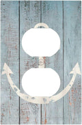 Anchor Rustic Sailing Nautical Wooden Planks Marine Outlet Covers 1 Gang Duplex Light Switch Cover Decorative Switch Plates Electrical Receptacle Faceplate Wall Plate for Bathroom Farmhouse Decor