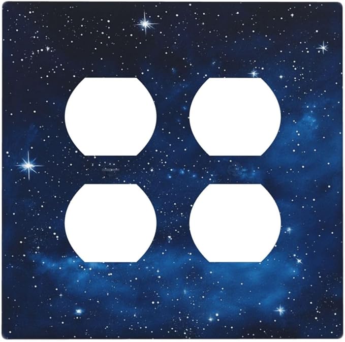 Light Switch Cover Plate Galaxy Starry Sky Universe Sparkle Stars 2 Gang Socket Covers Double Duplex Wallplates Switch Plates and Outlet Covers for Bathroom Bedroom Decor