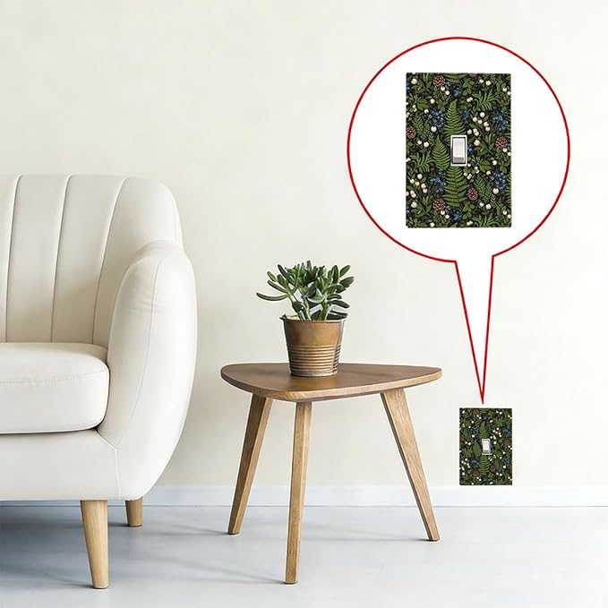 Mystical Forest Floor 1-Gang Toggle Light Switch Plate, Dark Botanical Fern & Berry Cottagecore Woodland Decorative Wall Plate for Farmhouse Home Decor