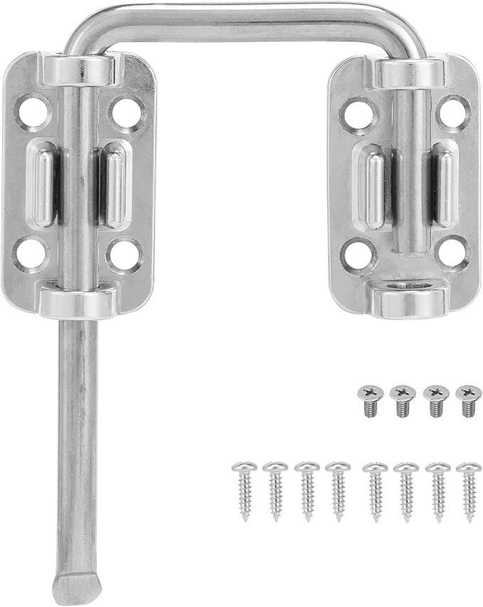 HBL' Sliding Glass Door Lock, Patio Sliding Door Child Lock & Loop Latch – Flexible for Uneven Doors, 2-3/8" Hardened Steel, Extra Home Security, Silver, 1 Pack