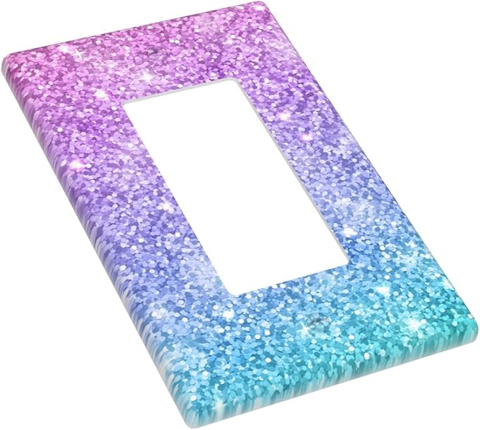 Pink Blue Mermaid Single Gang Rocker Light Switch Cover Plates Decorative Outlet Covers, 1 Gang Rocker Wall Plate
