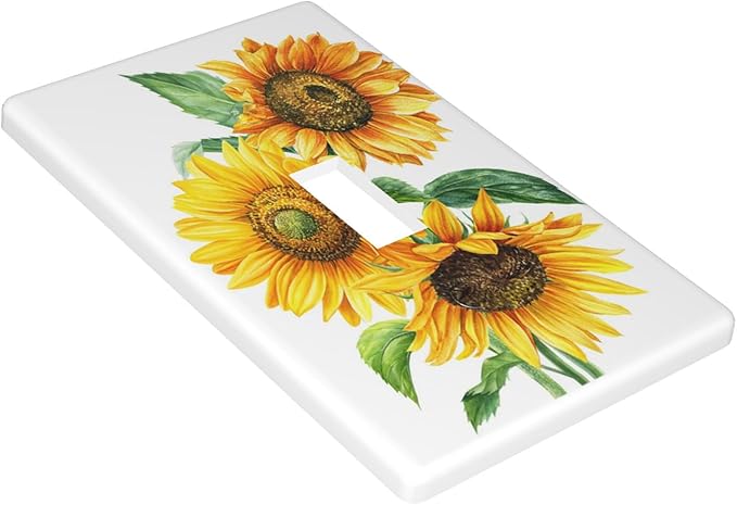 Watercolor Sunflower 1-Gang Toggle Light Switch Plate, Sunflower Bouquet Wall Plate for Bedroom, Bathroom, Kitchen & Sunroom