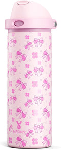 24 oz Insulated Water Bottle for Women: Meoky Stainless Steel Water Bottle with 2-in-1 Straw and Spout Lid - Leak Proof, Cold for 24 Hours, Fits in Car Cup Holder, BPA-Free for Sports Travel, Ribbonie