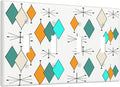 60S Retro Geometry Abstract Art Decorative 4-Gang Quad Toggle Light Switch Wall Plate Cover, Modern Minimalist Mid Century Boho Quadruple Toggle Device Switches Wall Plate Outlet Covers Standard Size