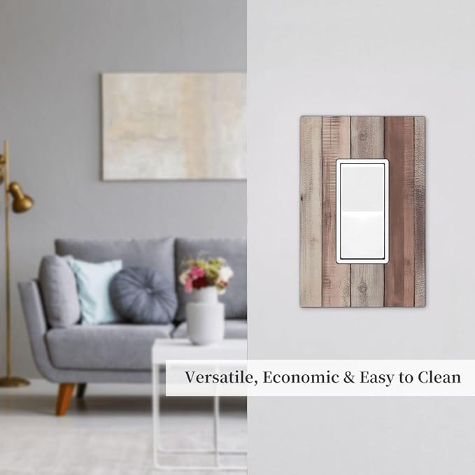Decorative Outlet Covers Vintage Natural Wood Rustic Cinnamon 1 Gang Single Rocker Light Switch Cover Plate Wall Plates Gfci Faceplate For Farmhouse Cabin Decor