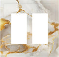 Gold Marble Crack Simple Abstract Print Decorative Outlet Covers 2 Gang Double GFCI Rocker Electrical Wall Panels Light Switch Cover Plate for Bathroom Kitchen Home Decor