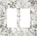 Boho Floral Leaf Vintage Watercolor Flower Decorative Outlet Covers 2 Gang Double GFCI Rocker Electrical Wall Panels Light Switch Cover Plate for Farmhouse Bedroom Decor
