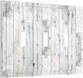 Grey White Wood 3 Gang Triple Toggle Light Switch Wall Plate Cover Decorative Electrical Faceplate for Rustic Barn Door Home Living Room Decorate 6.7" x 4.8