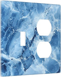 Outlet Covers Blue Marble Abstract Luxury Modern 2 Gang Decorative Switch Plates 1 Toggle Duplex Combo Light Switch Cover GFCI Electrical Wall Plates for Bathroom Bedroom Decor