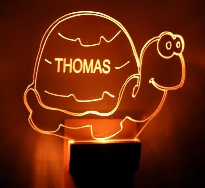 MIRROR MANIA Night Light Multi Color Personalized LED Plug-in, Ultra-Slim Touch Night Light Smart Dusk to Dawn Sensor, Kids Children's Bedroom Kitchen Bathroom Hallway Play Room Variations (Turtle)