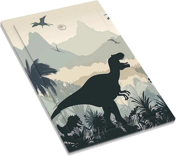 Light Switch Cover Plate Prehistoric World Dinosaur Cartoon Fores 1 Gang No Device Blank Electrical Wall Plates Faceplate Decorative Switch Plate for Kids Room Nursery Decor