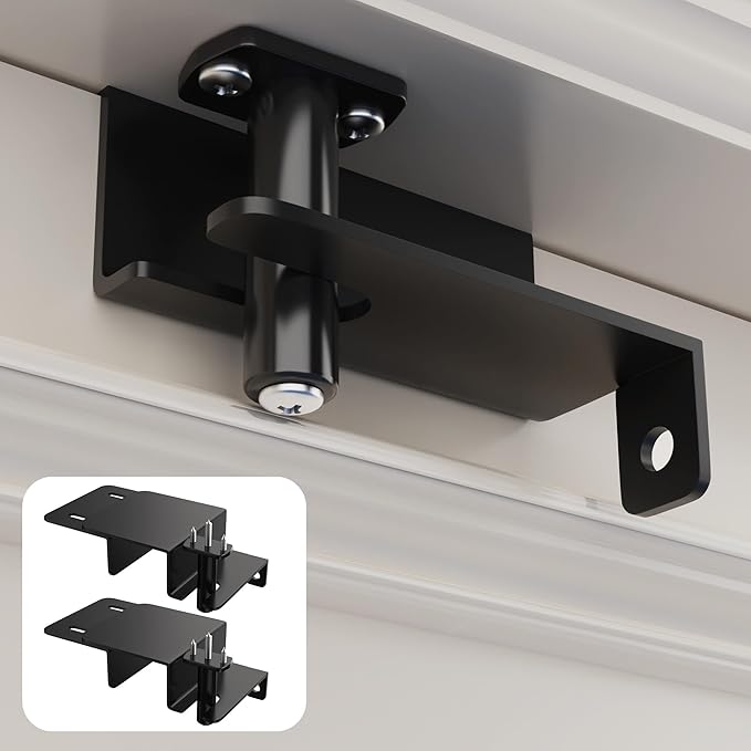 2 Pcs Adjustable Child Safety Door Top Lock, Child Safety Top Lock For Door, Metal Top Of Door Locks For Kids Safety, Door Top Lock For Interior Exterior French Door For Childproofing Black