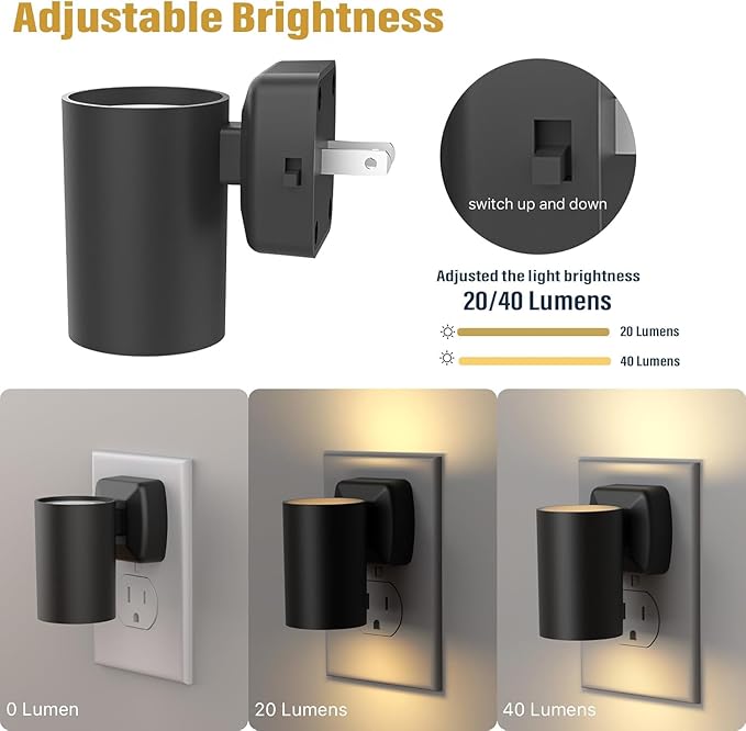 ETL Certified 2700K Night Lights Plug into Wall, Modern Plug in Night Light, Dusk to Dawn Light Sensor Nightlight, Warm White, Adjustable Brightness, Night-Lights for Hallway,Bathroom, 8 Pack