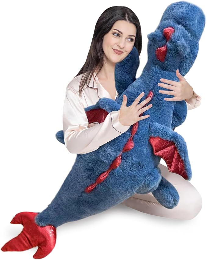 Pterosaur Stuffed Animal with Wings - Cute Soft Dinosaurs Plush Toys Little Flying Dragon Plushies Pillow Doll Christmas Birthday Gifts for Kids Boys Girls (Blue,51.18inch/130cm)