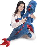 Pterosaur Stuffed Animal with Wings - Cute Soft Dinosaurs Plush Toys Little Flying Dragon Plushies Pillow Doll Christmas Birthday Gifts for Kids Boys Girls (Blue,51.18inch/130cm)