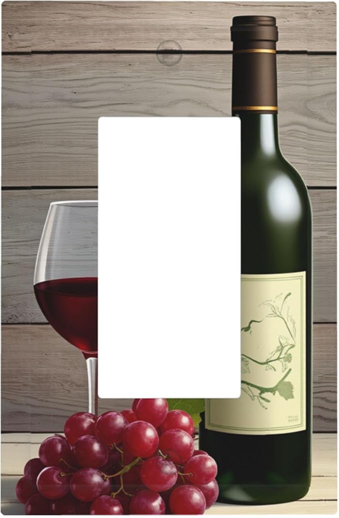 Rustic Wine & Grape Vineyard Scene Single Rocker Switch Cover - 1-Gang Standard US Size Wine Lover's Home Light Switch Covers for Kitchen Decor