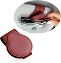 OFBAND Magnetic Sunglass Holder for Visor, PU Leather Car Organizer, Universal Accessory (Wine Red)